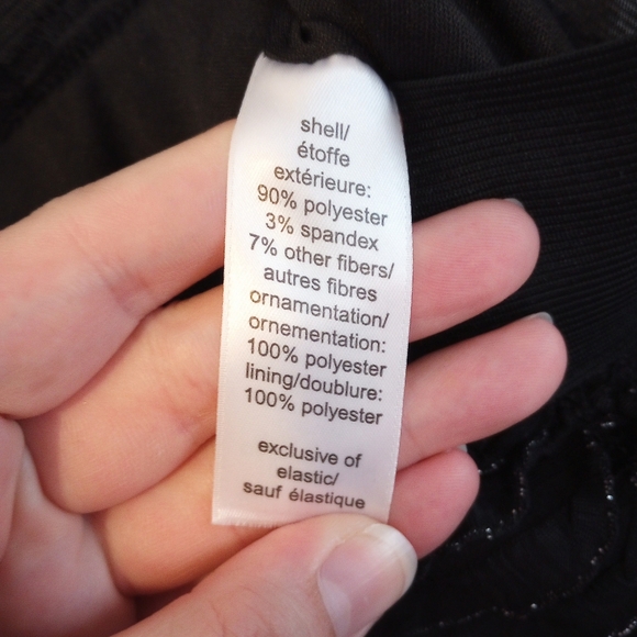 Black XL ruffle sparkly sequined goth pull-on skirt with elastic waistband - Picture 5 of 7